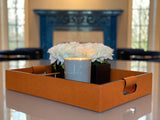 Luxury serving tray - Cooper Leather Tray with premium leather and hand-stitched handles for sophisticated entertaining for all