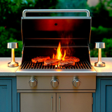 Grace Professional Hospitality BBQ Table Top Lamp | Handcrafted LED | Nickel Hardware | Beds outdoor BBQ lighting inside and outside