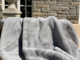 One Preevay Dramatic Gray Ultra-Soft Faux Rabbit Fur Throw