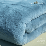 Indulge in the epitome of luxury with the One Preevay Faux Rabbit Fur Throw in Yacht Blue. Inspired by the elegance of Fernando Botero and crafted from ultra-premium faux rabbit fur. Hypoallergenic, cruelty-free, and lined with elegant velvet for refined warmth and sophistication. 800gsm, 50x60 inches.