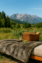 Botero-Inspired ONE Preevay Faux Fur Throw - Fox & Mink - Ultra-Plush 1200gsm | Blended Black