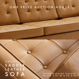 Saddle Tufted Leather Sofa | Three Seater | 91 Inches | Mid-Century Modern