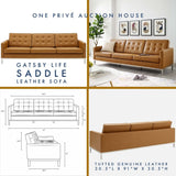 Saddle Tufted Leather Sofa | Three Seater | 91 Inches | Mid-Century Modern