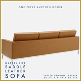 Saddle Tufted Leather Sofa | Three Seater | 91 Inches | Mid-Century Modern
