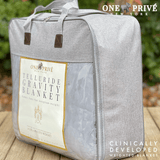 Experience luxurious relaxation with One Preevay's world's first weighted faux rabbit fur blanket, inspired by Fernando Botero. Clinically developed, 20lbs, hypoallergenic the bag