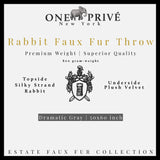 Experience luxury redefined with ONE Preevay's Faux Rabbit Fur Throw in Dramatic Gray. Inspired by Fernando Botero, crafted from Ultra Premium Faux Rabbit Fur. Hypoallergenic, cruelty-free