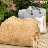 World's First Weighted Faux Rabbit Fur Blanket | Botero Collection | 20lbs Queen | Mocha Brown