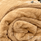 World's First Weighted Faux Rabbit Fur Blanket | Botero Collection | 20lbs Queen | Mocha Brown