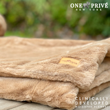 World's First Weighted Faux Rabbit Fur Blanket | Botero Collection | 20lbs Queen | Mocha Brown