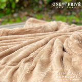 World's First Weighted Faux Rabbit Fur Blanket | Botero Collection | 20lbs Queen | Mocha Brown