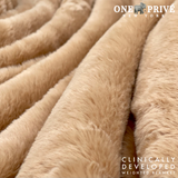 World's First Weighted Faux Rabbit Fur Blanket | Botero Collection | 20lbs Queen | Mocha Brown