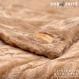 World's First Weighted Faux Rabbit Fur Blanket | Botero Collection | 20lbs Queen | Mocha Brown