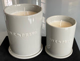 Indulge in the French Black Orchid Perfumed Estate Candle from One Preevay. Handcrafted with premium essential oils and organic soy wax, it features a pale gray ceramic vessel. With a triple wick and 21.2 oz size, enjoy the aromatic blend of blackberry, patchouli, and spices. Elevate your ambiance today and tonight