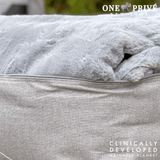 Experience luxurious relaxation with One Preevay's world's first weighted faux rabbit fur blanket, inspired by Fernando Botero. Clinically developed, 20lbs, hypoallergenic luxurious