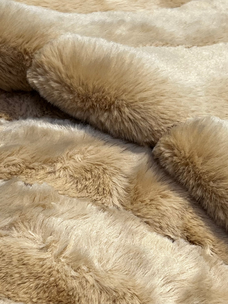 Majestically Inspired | Warm Beige | Ribbed Faux Rabbit & Velvet Blanket | Twin & Queen