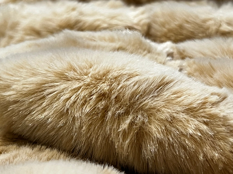 Majestically Inspired | Warm Beige | Ribbed Faux Rabbit & Velvet Blanket | Twin & Queen