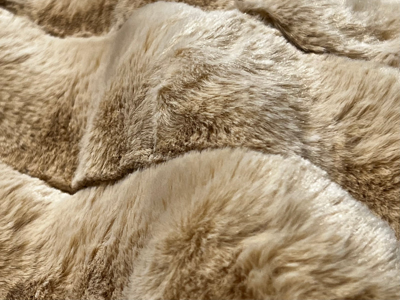 Majestically Inspired | Warm Beige | Ribbed Faux Rabbit & Velvet Blanket | Twin & Queen