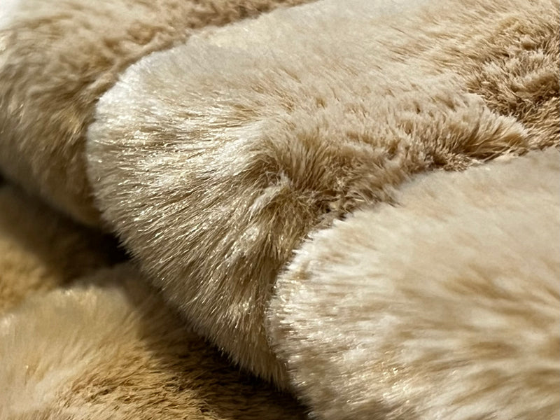 Majestically Inspired | Warm Beige | Ribbed Faux Rabbit & Velvet Blanket | Twin & Queen