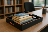 Cooper Black Hand-Stitched Premium Leather Serving Tray - One Preevay