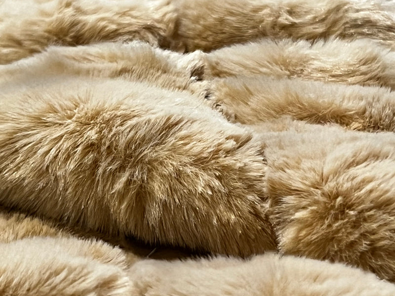 Majestically Inspired | Warm Beige | Ribbed Faux Rabbit & Velvet Blanket | Twin & Queen