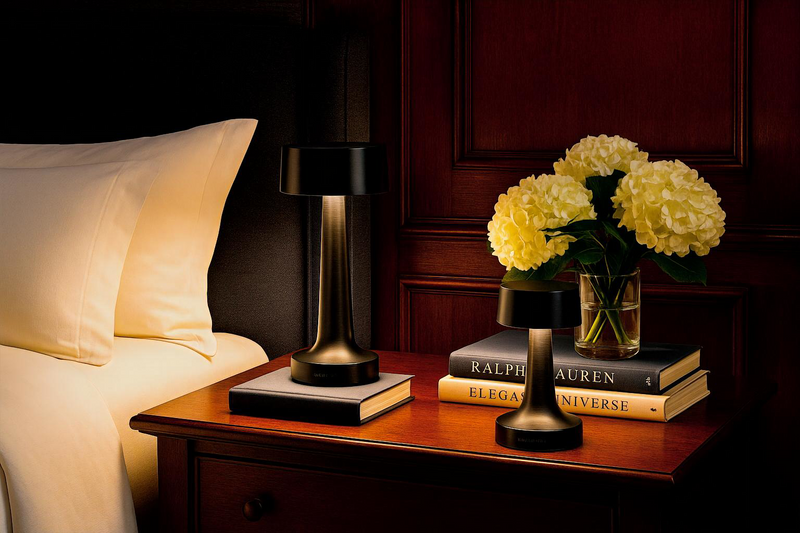 Grace_Professional_Hospitality_Tabletop_Lamp_Handcrafted_LED_Nickel_Finish- bedside lamp 