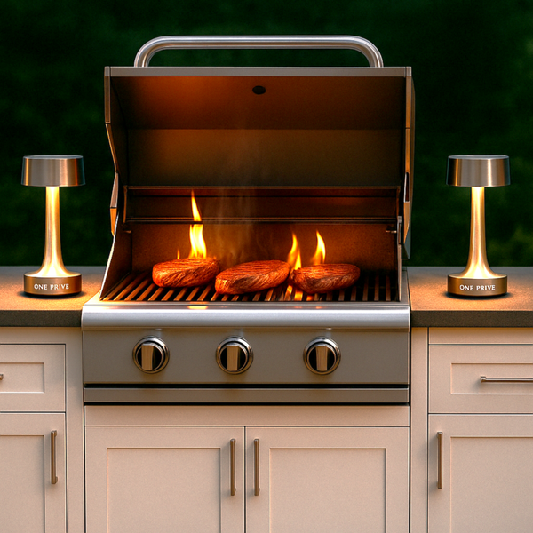 Grace Professional Hospitality BBQ  Table Top Lamp | Handcrafted LED | Nickel Hardware | Beds outdoor BBQ lighting 