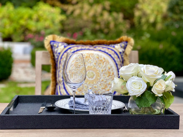 ONYX Shagreen Serving Tray | Exotic Embossed Leather and Nickel Handles | Black

Elevate Your Entertaining Experience

Indulge in the luxury of the ONYX Shagreen Serving Tray and Expertly crafted with exquisite materials and attention to detail. This stunning piece features: