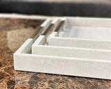One Preevay Luxury Home Furnishings &amp; Decor, The Perfect Blend of Style and Serenity.

Unlock Exclusive Savings! Get 25% off when you bundle ALL Three Sizes of the Thursby Shagreen Hotel Tray Together. A $377.00 value for just $282 | Plus Free Shipping!

Thursby Luxury Shagreen Serving Tray | Exotic Embossed Leather Nickel Hardware;

17" x 10" (Perfect for small gatherings and intimate settings)
20" x 13" (Ideal for larger gatherings and special occasions)
23" x 15..