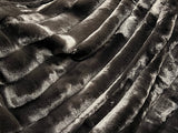 Ribbed Faux Rabbit & Velvet Blanket Collection by One Preevay Luxury Home Furnishings & Decor. Inspired by the regal Robe Royal, each hand-stitched piece features premium cruelty-free faux rabbit fur with elegant velvet underside, available in four luxurious colors: Elegant Black, Warm Beige, Classic Navy, and Dramatic Gray. Sizes: Twin (60" x 90"), Queen (90" x 90"). Hypoallergenic, soothing ribbed design for relaxation and easy care. Cruelty-free luxury, unmatched craftsmanship and detail in black...