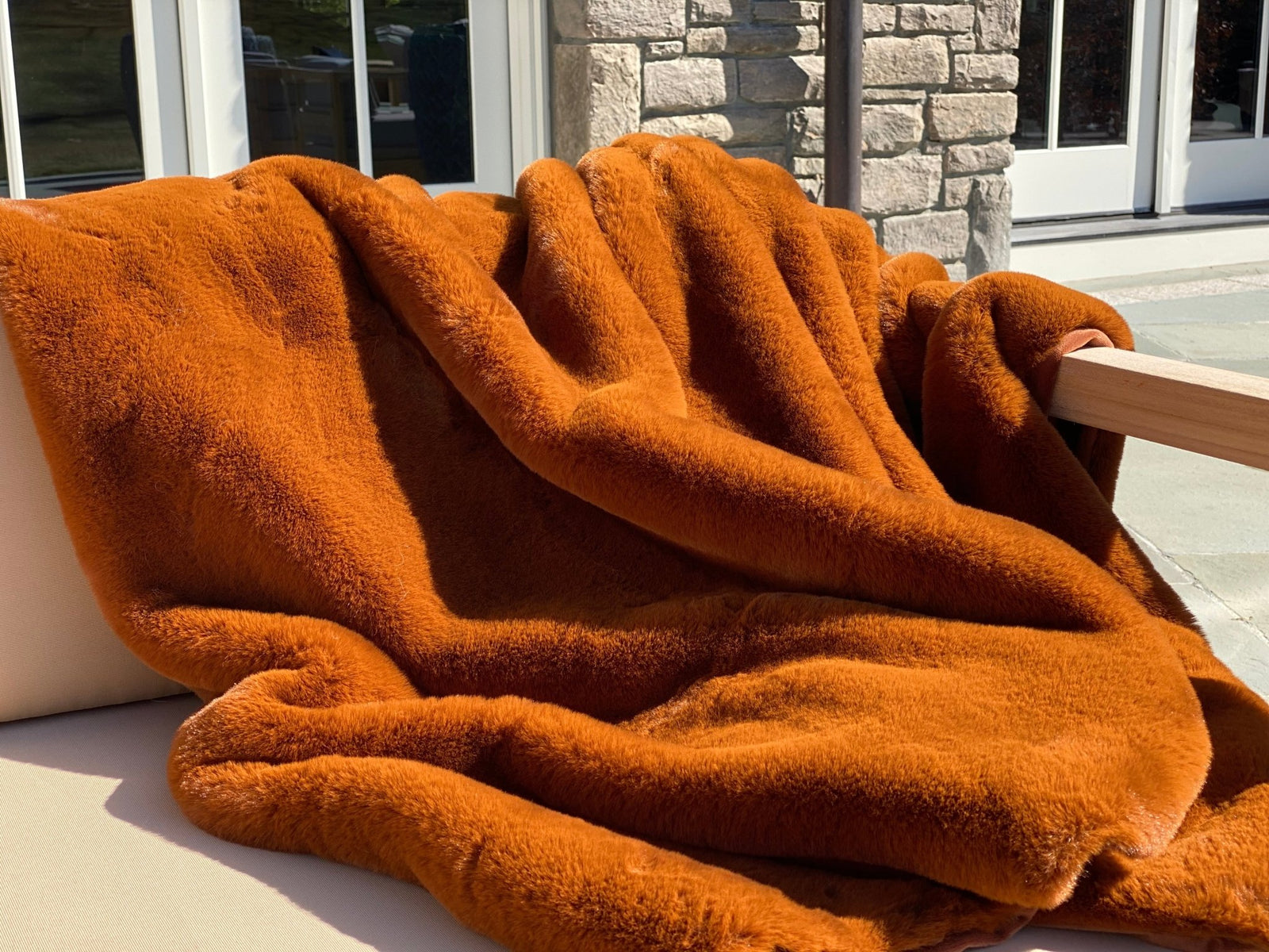 Rust Orange Fur Blanket Fleece Blanket Orange Blanket Queen Rabbit