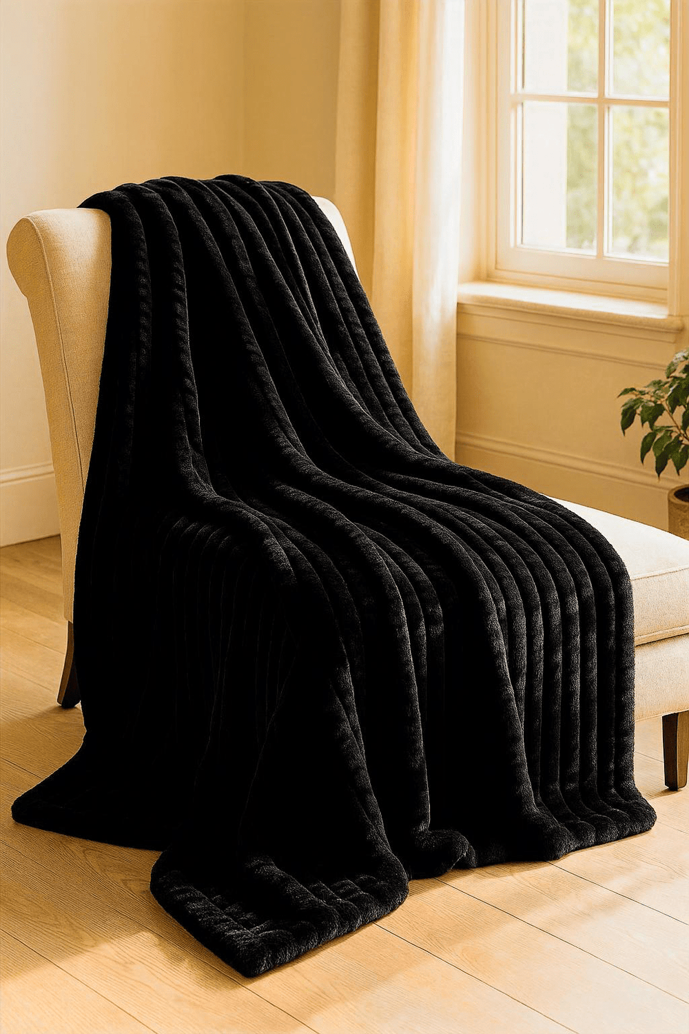 Ribbed Faux Rabbit Velvet Blanket - Connecticut Crafted - One