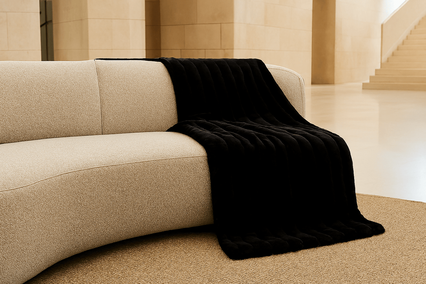 Ribbed Faux Rabbit Velvet Blanket - Connecticut Crafted - One