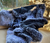 Botero-Inspired ONE Preevay Faux Fur Throw | Fox & Mink | Ultra-Plush 1200gsm | Black