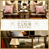 St. Charles Club Seating | Bronze Brushed Contemporary Frame | Embossed Brown Leather