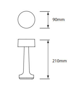 Grace_Professional_Hospitality_Tabletop_Lamp_Handcrafted_LED_dimentions