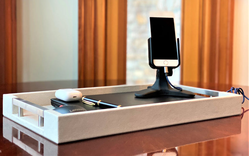 Upgrade your remote work setup with the Professional Portable Work Station from Preevay. Crafted with premium ivory shagreen leather, dual access ports, and available in three sizes (17" x 10", 20" x 13", 23" x 15"). This luxurious, ergonomic workstation boosts productivity and style.
