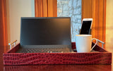 Upgrade your remote work setup with the Professional Portable Work Station in premium red embossed leather. Highly durable and lightweight, it features dual access ports for versatility. Available in three sizes. Order now for peak productivity.
