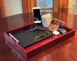 Upgrade your remote work setup with the Professional Portable Work Station in premium red embossed leather. Highly durable and lightweight, it features dual access ports for versatility and function.....