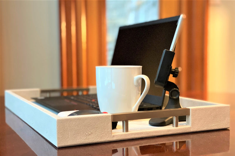 Upgrade your remote work setup with the Professional Portable Work Station from Preevay. Crafted with premium ivory shagreen leather, dual access ports, and available in three sizes (17" x 10", 20" x 13", 23" x 15"). This luxurious, ergonomic workstation boosts productivity and style......
